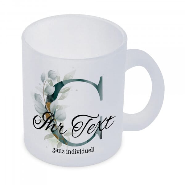 Glastasse mit Buchstabe &amp; Individualisierung