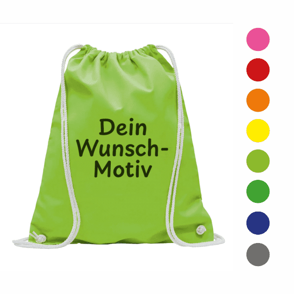 Turnbeutel-Rucksack bunt mit individuellem Druck (bunt)