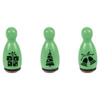 HEYDA Holzstempel-Figuren Set &quot;Weihnachtsmotive&quot; – Grün (3 Stück - Ø 12 mm)