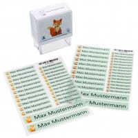 Set &quot;Einschulung&quot; (130 Namensaufkleber, 78 Bügeletiketten, Textilstempel)