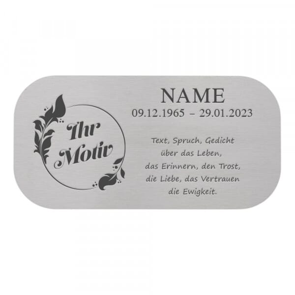 Gedenkschild aus Edelstahl runde Ecken (160 x 80 mm)