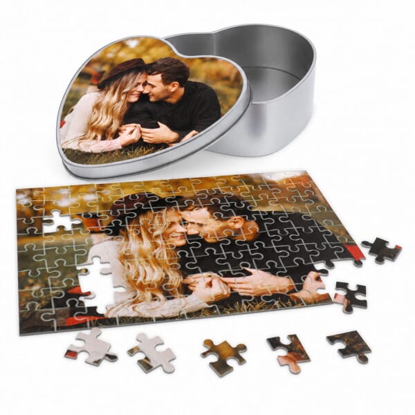 Individualisierbares Puzzle inkl. Herzdose (Druckfläche 190x280 mm - 96 Teile)