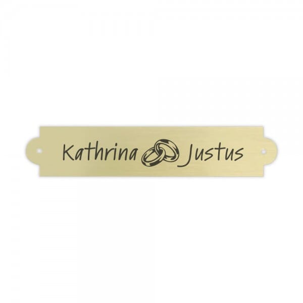 Hochzeitsschild Messing gold gebürstet (Gravurmaß 75x15 mm - 2 Zeilen)