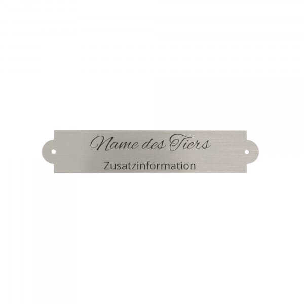 Tierschild aus Messing – Silber gebürstet 90 × 18 mm
