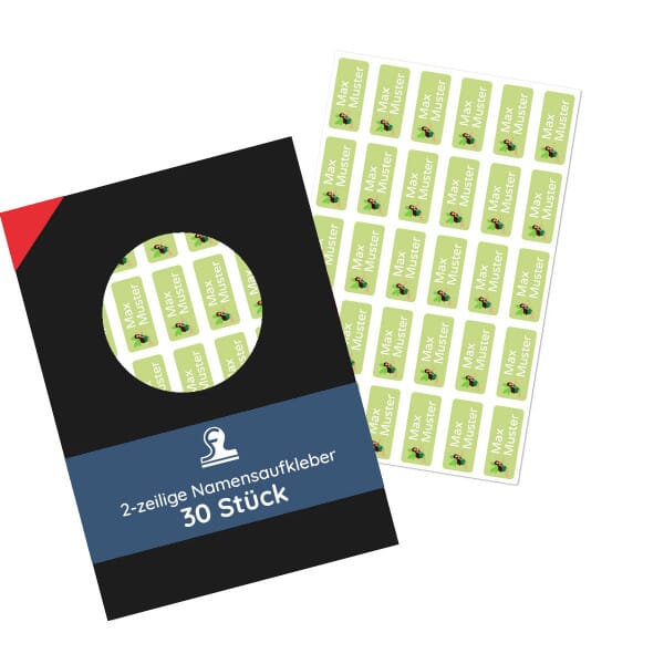 Kleine Namensaufkleber 2-zeilig für Kinder (30 Stück 30x13 mm)