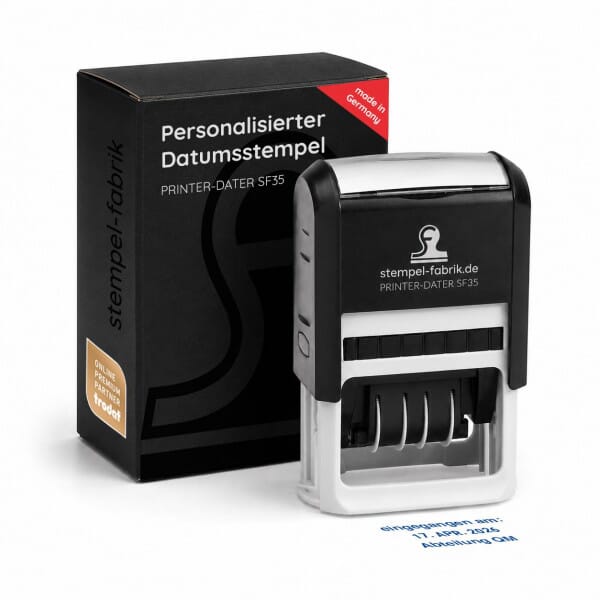 Personalisierter Datumsstempel Printer-Dater SF35 (50 x 30 mm - 4 Zeilen)