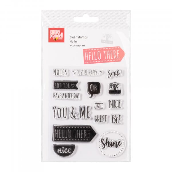 Clear Stamp Silikonstempel-Set „Hello“ (17 Stück - 12×7 mm - 55×22 mm)