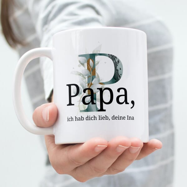 Keramiktasse mit Buchstabe &amp; Individualisierung