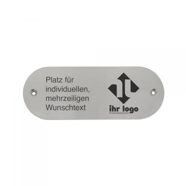 Schild mit individueller Gravur aus Edelstahl mit runden Ecken – 160 × 60 mm