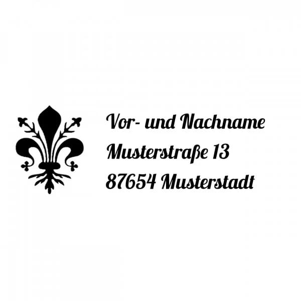 Monogrammstempel - Adresse mit Lilien - Trodat 4915