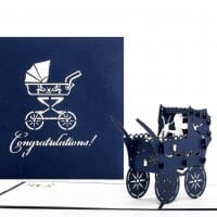 Colognecards Pop-Up Karte Kinderwagen Congrat. blau