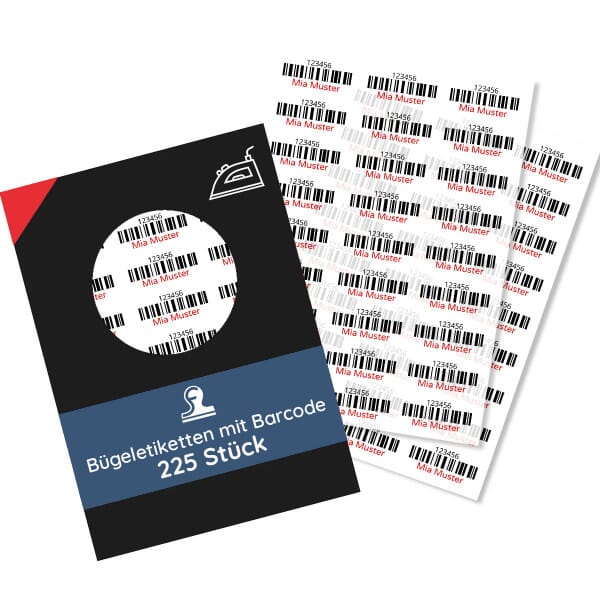 225 Stück Bügeletiketten mit Barcode 30x13 mm