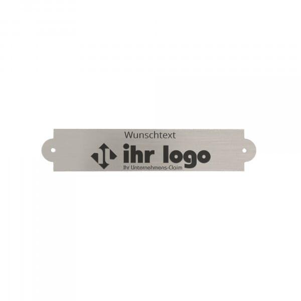 Schild mit individueller Gravur aus Messing – Silber gebürstet 90 × 18 mm