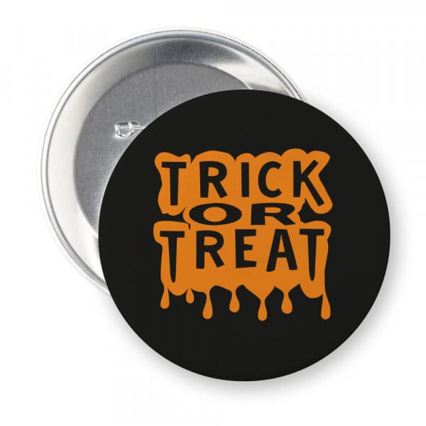 Buttons für Halloween &quot;Trick or Treat&quot; (ø 37 mm rund - 10 Stück)