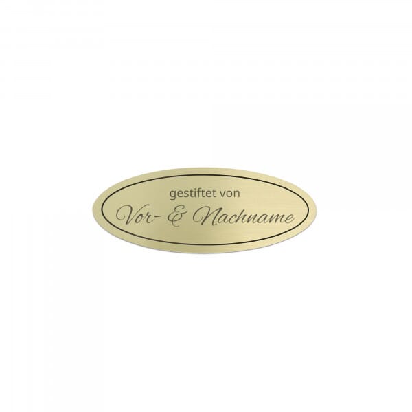 Bankschild aus Messing oval Gold 115 × 45 mm