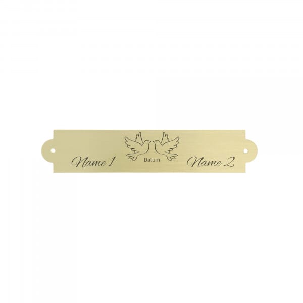 Hochzeitsschild aus Messing – Gold gebürstet 90 × 18 mm