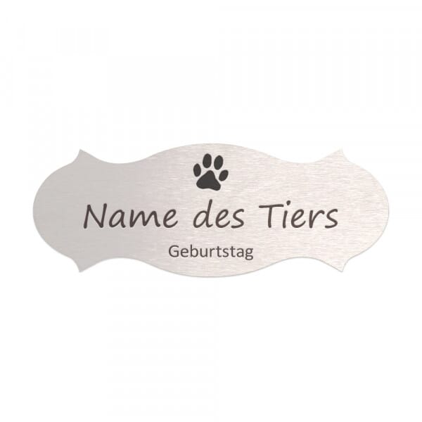 Tierschild aus Edelstahl (120 x 45 mm)