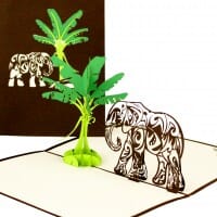 Colognecards Pop-Up Karte Elefant &amp; Bananenbaum