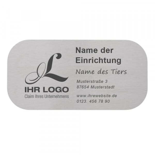 Tierschild aus Edelstahl runde Ecken (160 x 80 mm)