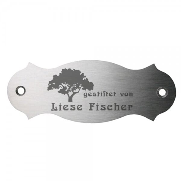 Bankschild aus Edelstahl (Gravurmaß 85x30 mm - 3 Zeilen)