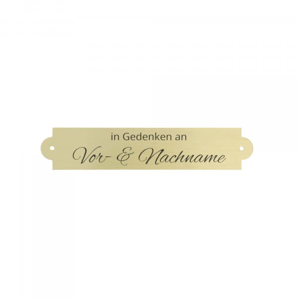 Gedenkschild aus Messing – Gold gebürstet 90 × 18 mm