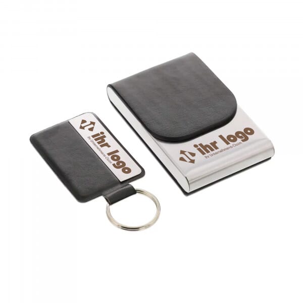 Lasergraviertes SET Schlüsselanhänger &amp; Visitenkartenetui