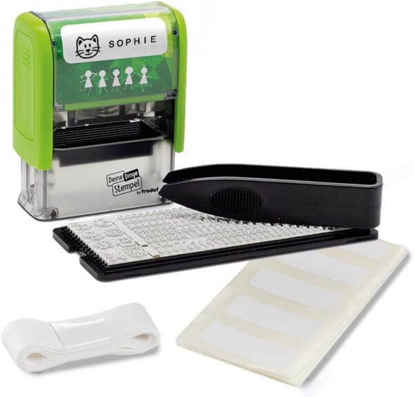 Trodat Deine Dinge Stempel DIY (zum Selbersetzen/ Typo, 37x14 mm) / Namensstempel für Kinder