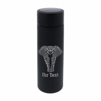 Thermosflasche mit LED-Anzeige &quot;Zentangle&quot; Elefant &amp; Individualisierung