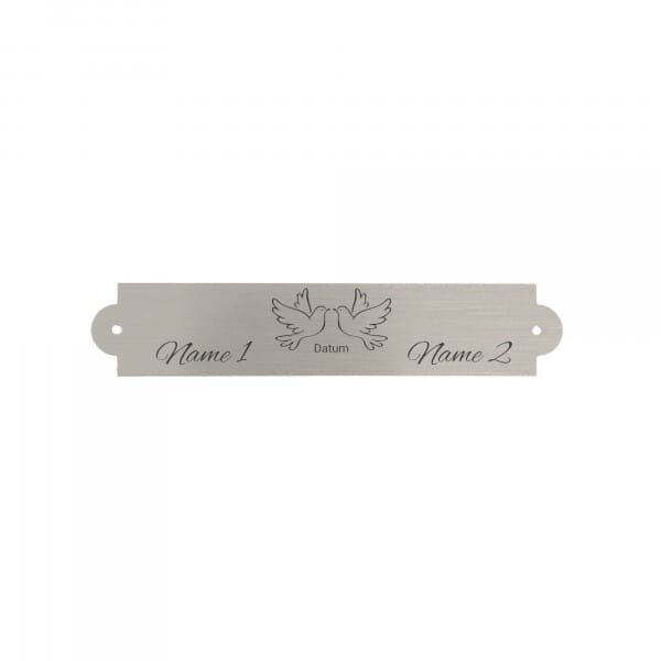 Hochzeitsschild aus Messing – Silber gebürstet 90 × 18 mm
