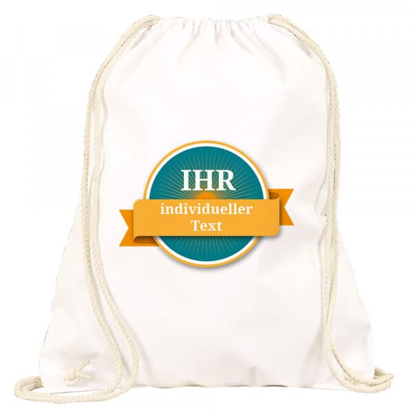Turnbeutel-Rucksack &quot;Badges&quot; mit Motiv &amp; Individualisierung