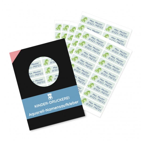 Namensaufkleber Aquarell Design - 110 Stück 50x15 mm