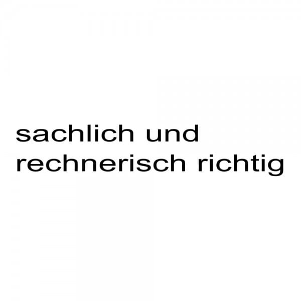 Lagertext Holzstempel sachlich und rechnerisch richtig 60x10 mm stempelfabrik.de