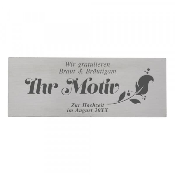 Hochzeitsschild aus Edelstahl (160 x 60 mm)