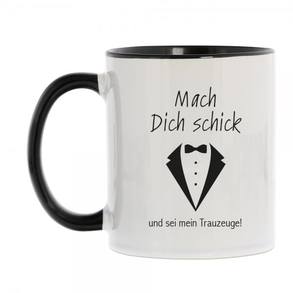 Keramiktasse "Mach dich schick und sei mein Trauzeuge"