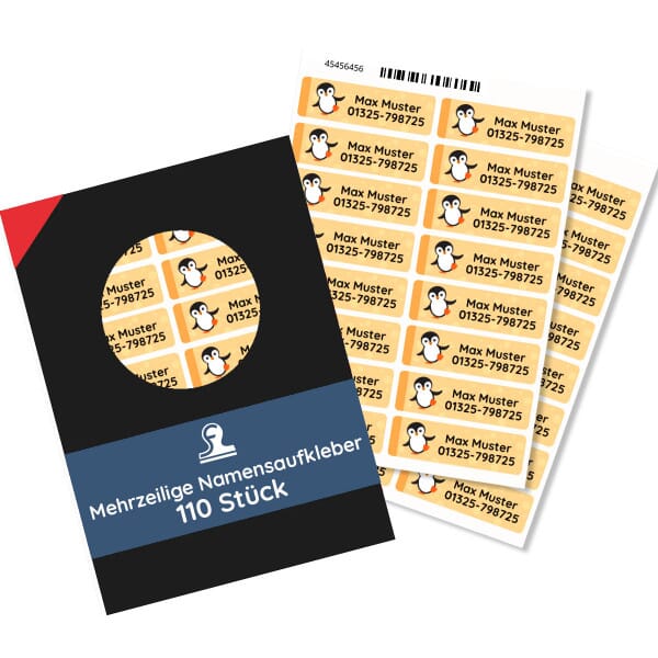 Mehrzeilige Namensaufkleber 110 Stück 50x15 mm