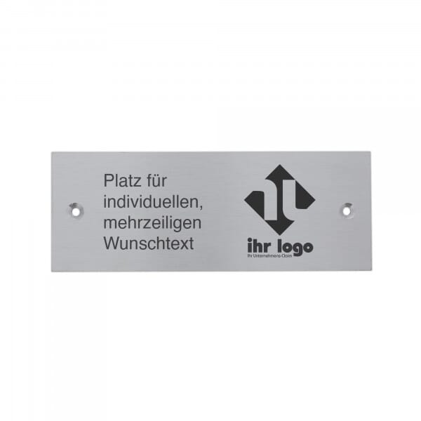Schild mit individueller Gravur aus Edelstahl 160 × 60 mm