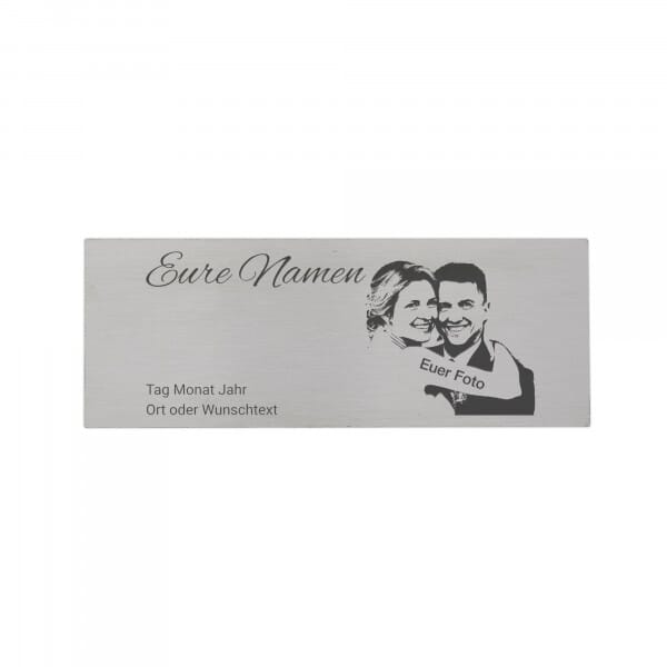 Hochzeitsschild aus Edelstahl mit Gravur – 160 × 60 mm