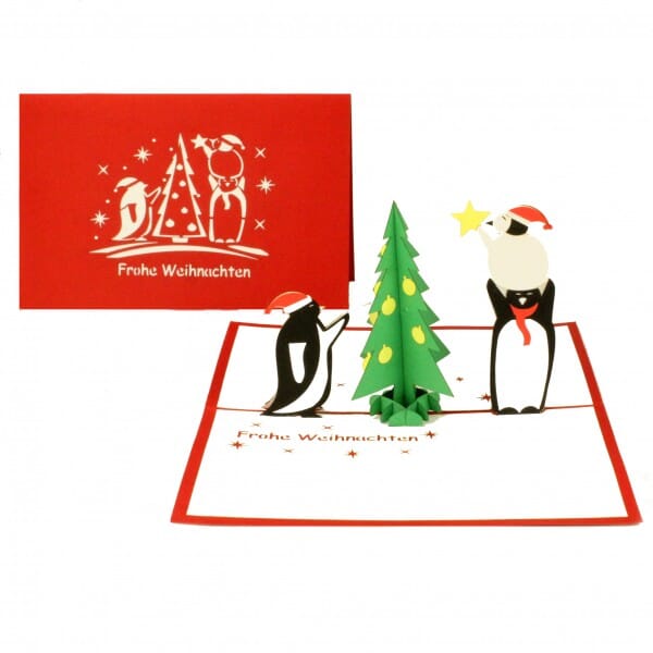 Colognecards Pop-Up Karte Pinguine & Tannenbaum