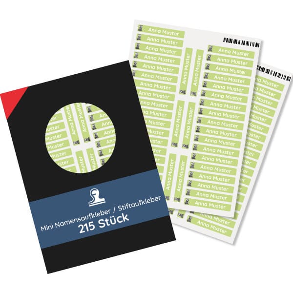 Mini Namensaufkleber / Stiftaufkleber für Kinder Größe S (215 Aufkleber 40x6 mm)