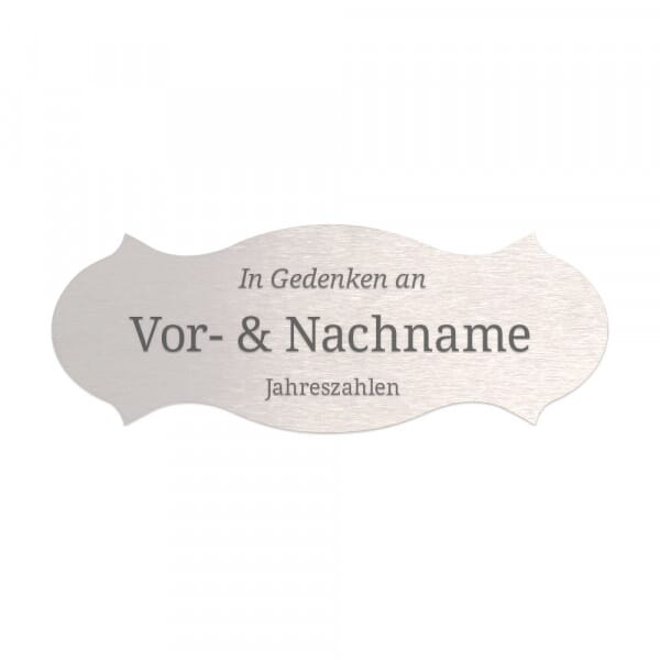 Gedenkschild aus Edelstahl (120 x 45 mm)