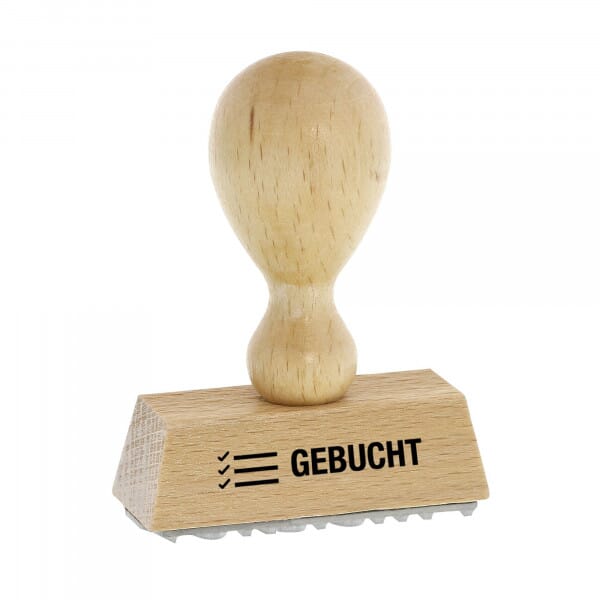 Holzstempel GEBUCHT (50 x 9 mm)