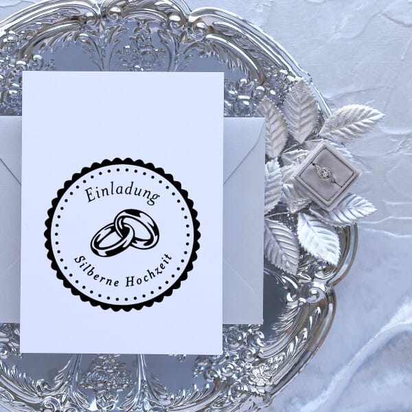 Hochzeitsstempel - Einladung - Silberne Hochzeit (Ø 50 mm)