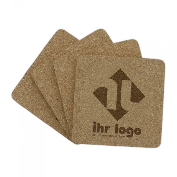 Lasergravierte Kork Untersetzer 4-er Set (100x100 mm)