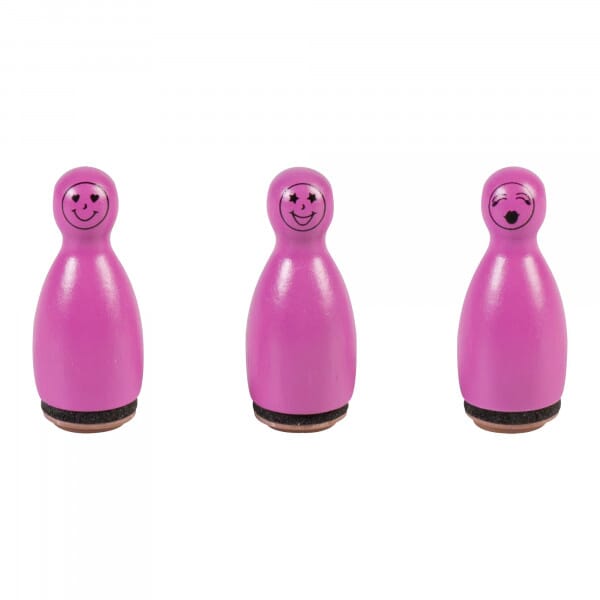 HEYDA Holzstempel Figuren-Set &quot;Gesichter&quot; – Pink (3 Stück - Ø 12 mm)