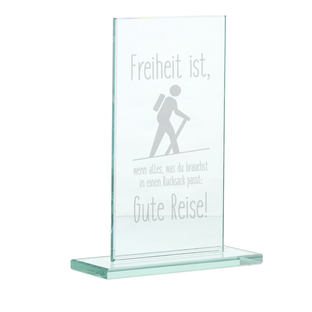 Jade-Glastrophäe, Jade-Glas "Neutral" - Lasergraviert