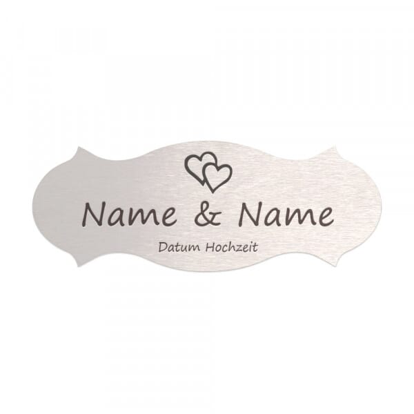 Hochzeitsschild aus Edelstahl (120 x 45 mm)