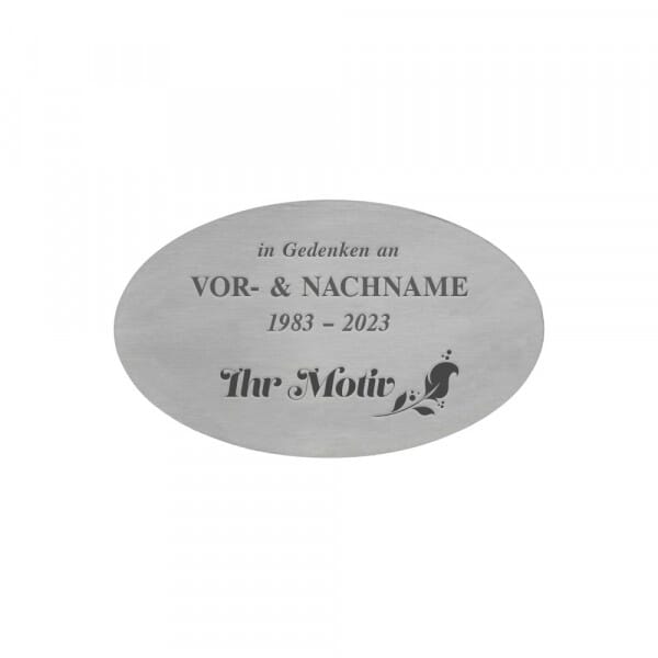 Grabschild aus Edelstahl oval (100 x 60 mm)