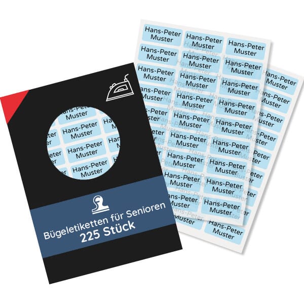 225 Stück Bügeletiketten für Senioren im Altenheim / Pflegeheim / 30x13 mm