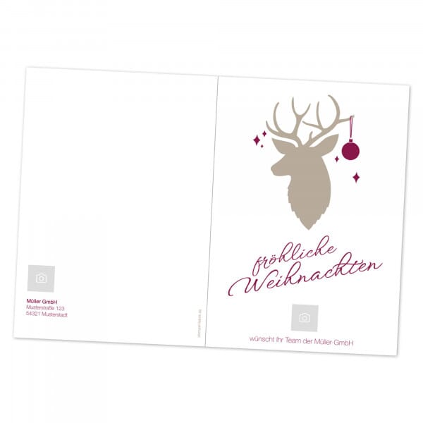Grußkarten / Weihnachstkarte DIN A6 mit Umschlag - Weihnachtsmotiv personalisiert mit Logo oder Name