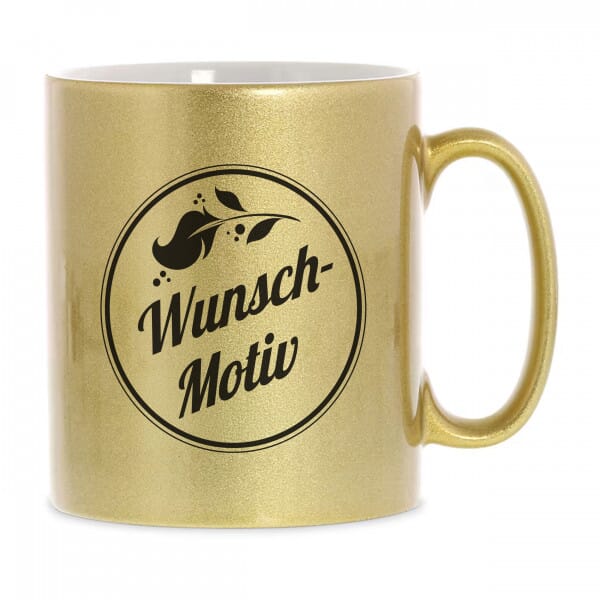 Keramiktasse gold individuell bedruckt (70x70 mm)
